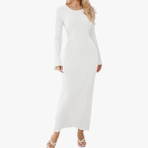 Off white belted maxi dress
